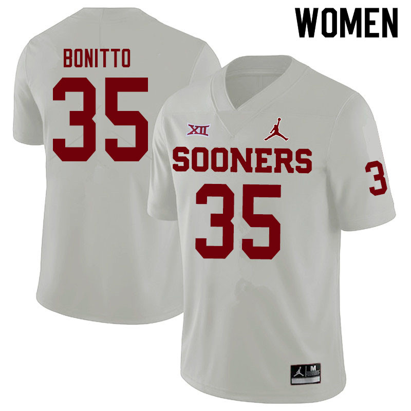 Women #35 Nik Bonitto Oklahoma Sooners Jordan Brand College Football Jerseys Sale-White - Click Image to Close